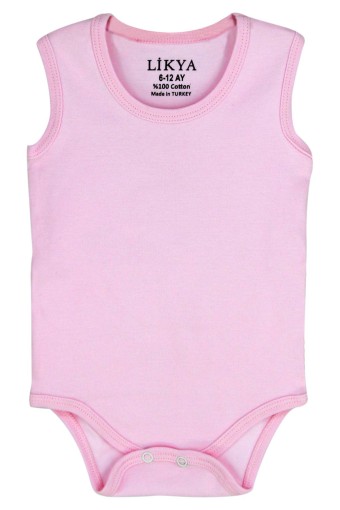 LİKYA BEBE - Likya Unisex Bebek Askılı Pamuklu Çıtçıtlı Body - Pembe