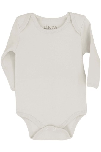LİKYA BEBE - Likya Unisex Bebek Uzun Kollu Pamuklu Çıtçıtlı Body - Ekru