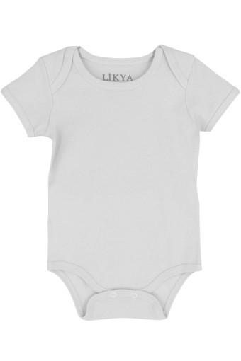LİKYA BEBE - Likya Unisex Bebek Yarım Kollu Pamuklu Çıtçıtlı Body - Beyaz