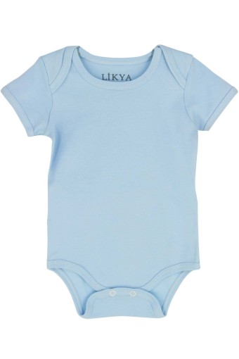 LİKYA BEBE - Likya Unisex Bebek Yarım Kollu Pamuklu Çıtçıtlı Body - Mavi