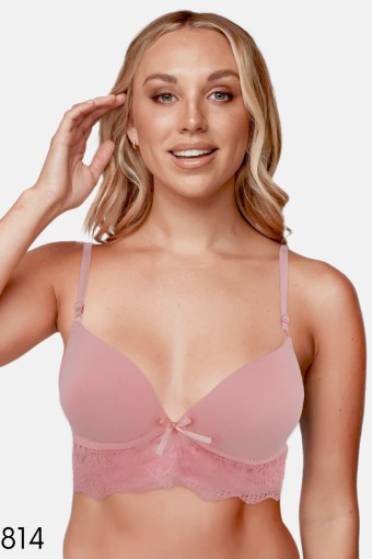 CLARA - Line Kadın Bralet Sütyen Balensiz Dantelli - Pembe