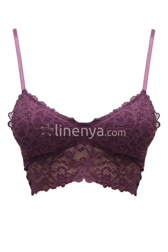 CLARA - Line Kadın Bralet Sütyen Dantelli - Mürdüm