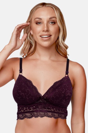 CLARA - Line Kadın Büstiyer Balensiz Dantelli - Mürdüm