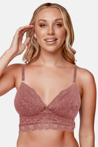 CLARA - Line Kadın Büstiyer Balensiz Dantelli - Pembe