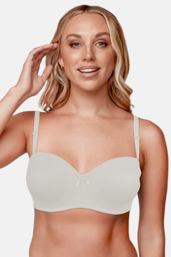 CLARA - Line Kadın Desteksiz Straplez Sütyen Silikon Detaylı - Ekru
