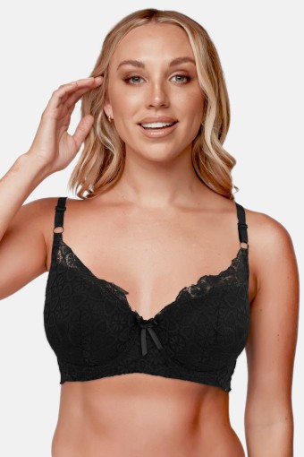 CLARA - Line Kadın Desteksiz Sütyen Dantelli - Siyah