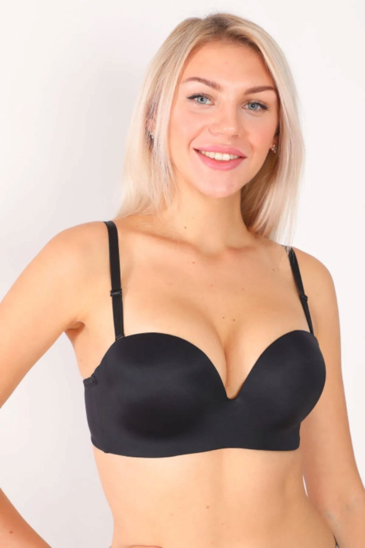 Line Kadın İçi Boş Lazer Kesim Straplez Sütyen - Ekru - Thumbnail