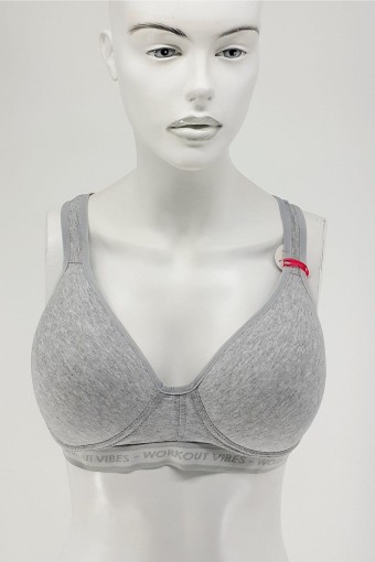 CLARA - Line Kadın Sporcu Sütyen Penye - Gri