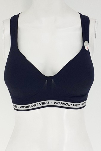 CLARA - Line Kadın Sporcu Sütyen Penye - Siyah