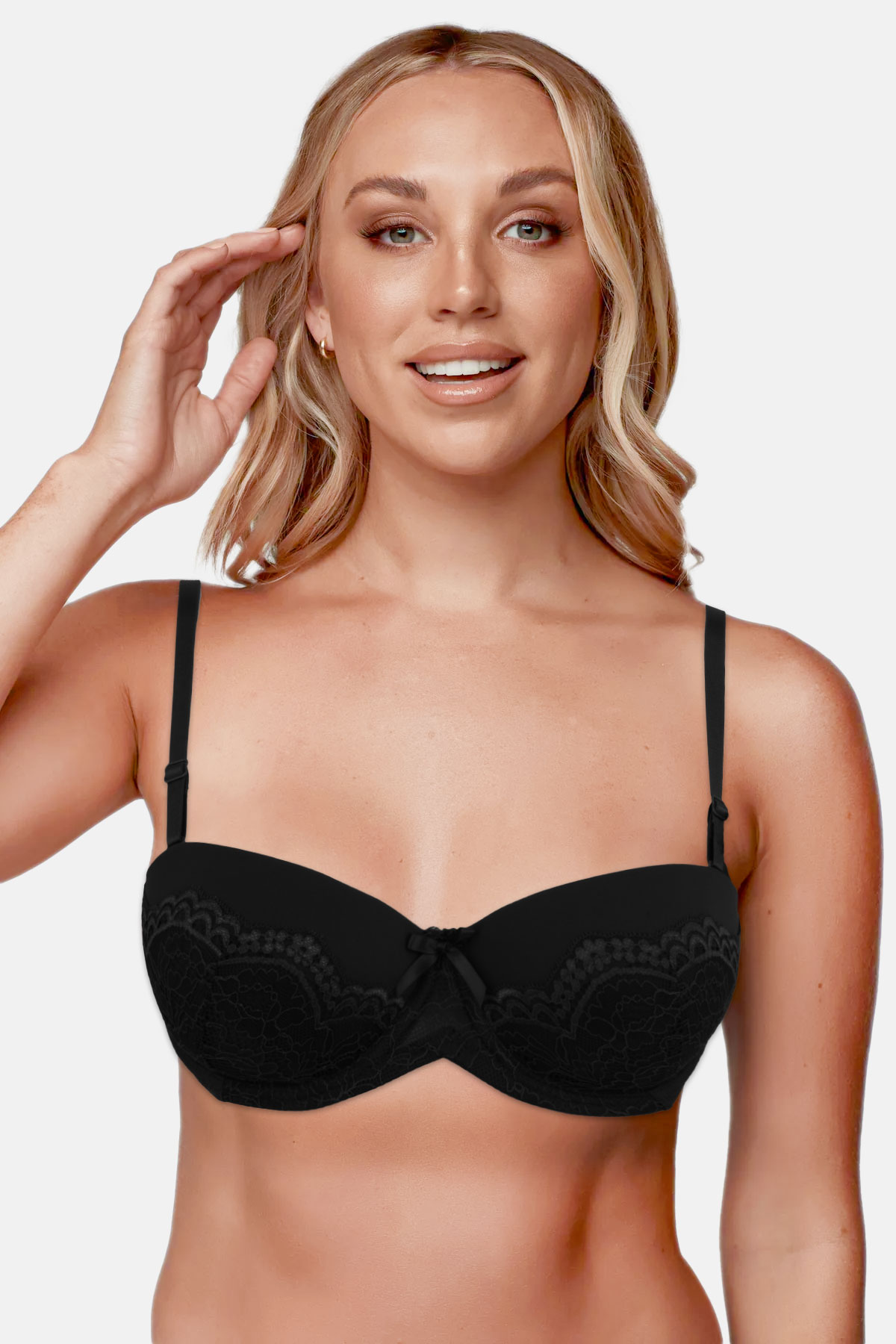 Line Kadın Straplez Sütyen Arka Dantelli - Bordo - Thumbnail