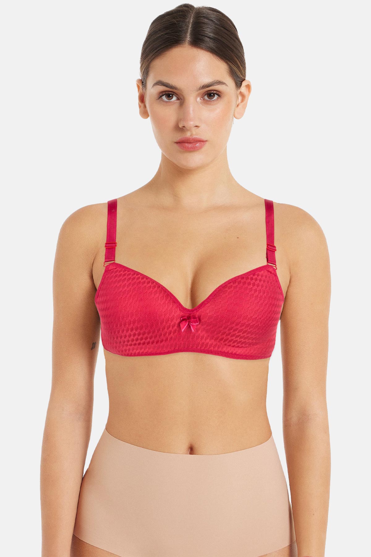 Liza Kadın Balensiz Sütyen Jakarlı Lutus - Beyaz - Thumbnail