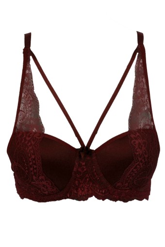 LİZA - Liza Kadın Dantelli Çapraz Destekli Sütyen - Bordo