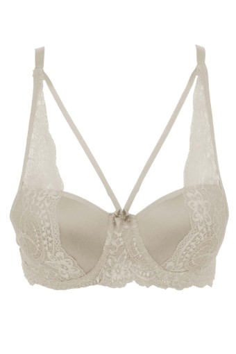 LİZA - Liza Kadın Dantelli Çapraz Destekli Sütyen - Krem