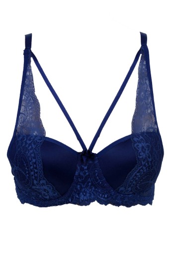 LİZA - Liza Kadın Dantelli Çapraz Destekli Sütyen - Lacivert