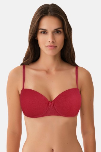 LİZA - Liza Kadın Destekli Çıkarılabilir Askılı Straplez Sütyen - Bordo