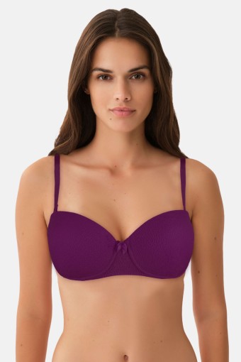 LİZA - Liza Kadın Destekli Çıkarılabilir Askılı Straplez Sütyen - Mürdüm