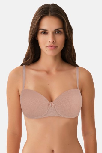 LİZA - Liza Kadın Destekli Çıkarılabilir Askılı Straplez Sütyen - Pudra