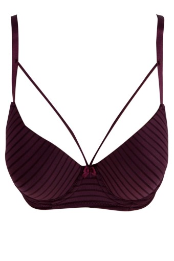 LİZA - Liza Kadın Destekli Jakarlı Çapraz Askılı Sütyen - Mürdüm