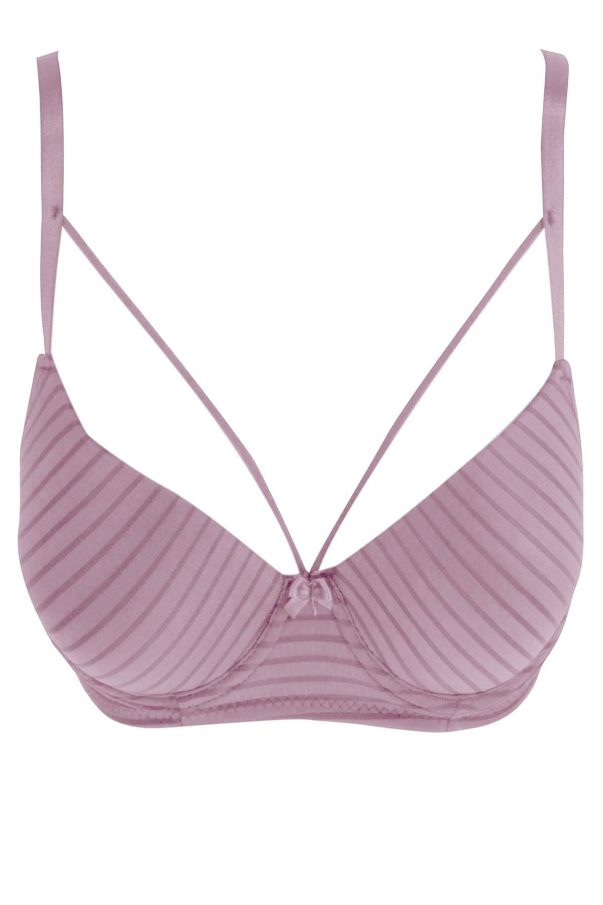 Liza Kadın Destekli Jakarlı Çapraz Askılı Sütyen - Siyah - Thumbnail