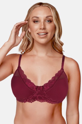 LİZA - Liza Kadın Destekli Sütyen Dantelli - Vişne