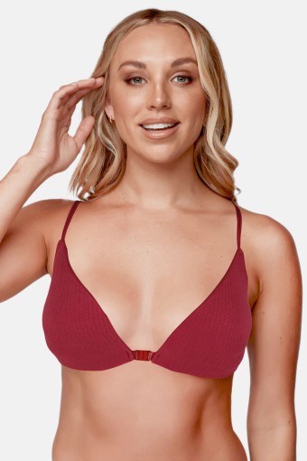 LİZA - Liza Kadın Desteksiz Büstiyer Önü Kopçalı Sırt İpli Sporcu - Bordo