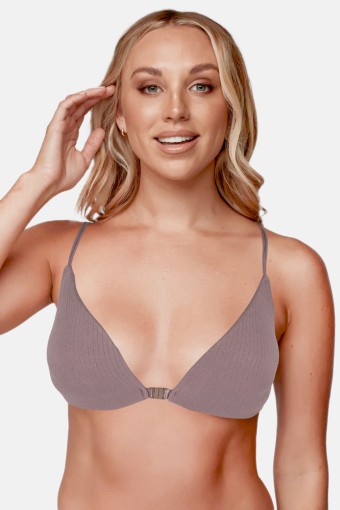 LİZA - Liza Kadın Desteksiz Büstiyer Önü Kopçalı Sırt İpli Sporcu - Vizon