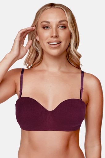 LİZA - Liza Kadın Desteksiz Penye Sütyen Lotus Fitilli - Mürdüm