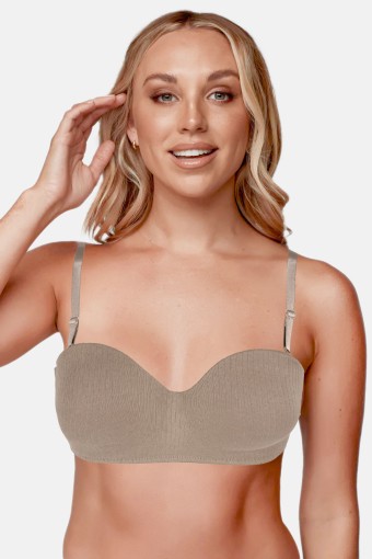 LİZA - Liza Kadın Desteksiz Penye Sütyen Lotus Fitilli - Ten