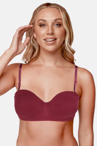 LİZA - Liza Kadın Desteksiz Penye Sütyen Lotus Fitilli - Vişne