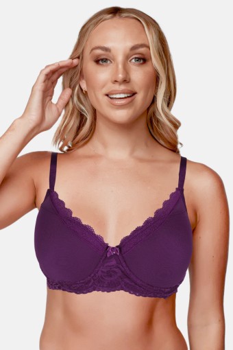 LİZA - Liza Kadın Desteksiz Sütyen Dantelli - Mürdüm