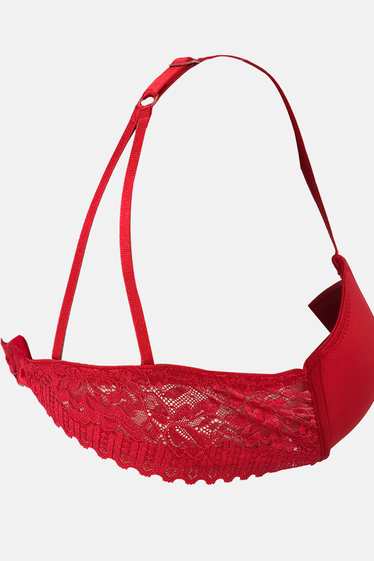 Liza Kadın Double Destekli Sütyen Dantelli - Kırmızı - Thumbnail