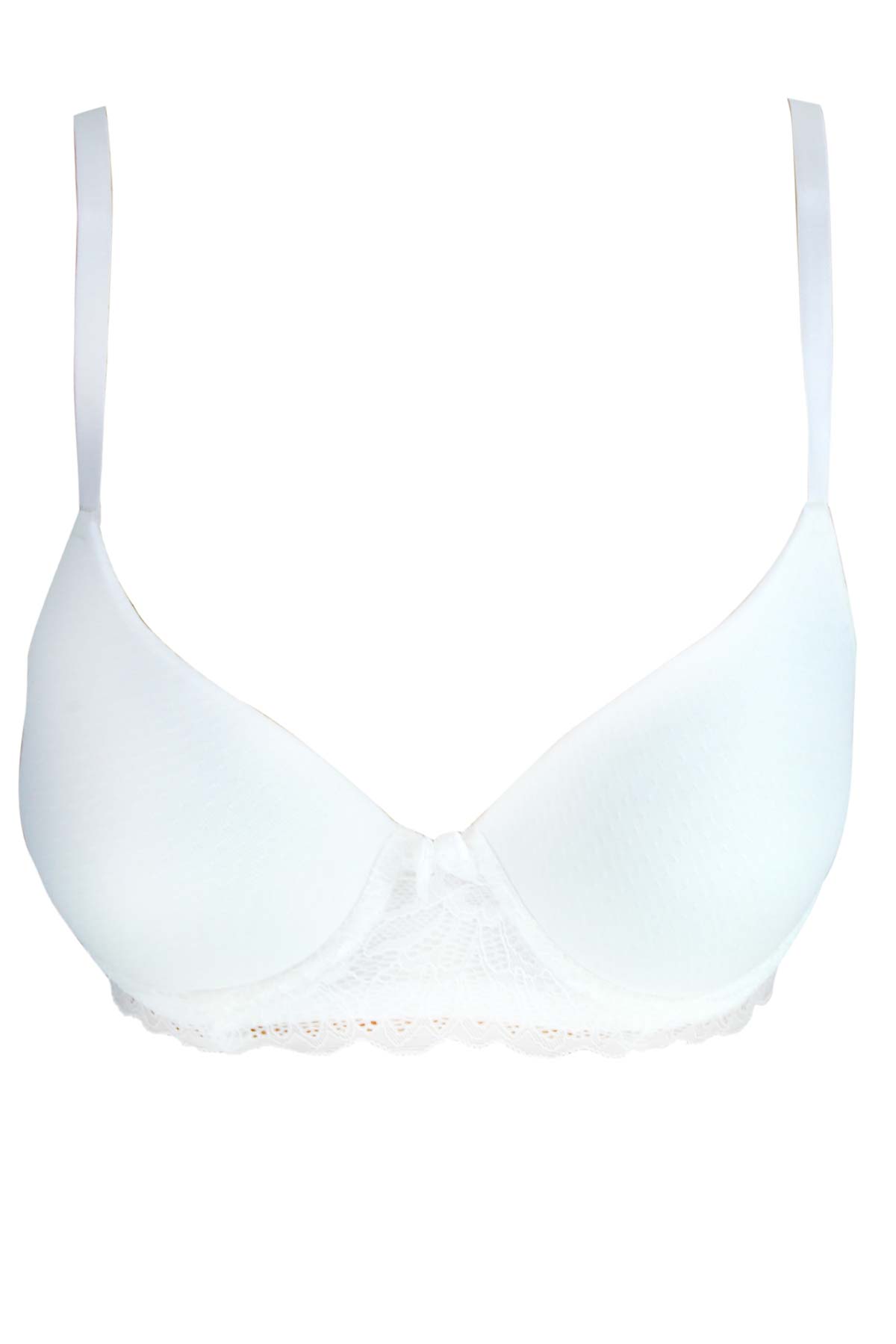 Liza Kadın Jakarlı Dantel Detaylı Destekli Sütyen - Ekru - Thumbnail