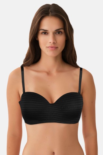 LİZA - Liza Kadın Jakarlı Desteksiz Telli Sütyen Lotus - Siyah
