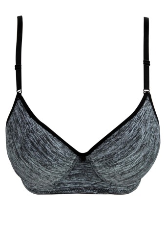 LİZA - Liza Kadın Jakarlı Desteksiz Telli Sütyen - Siyah/Gri