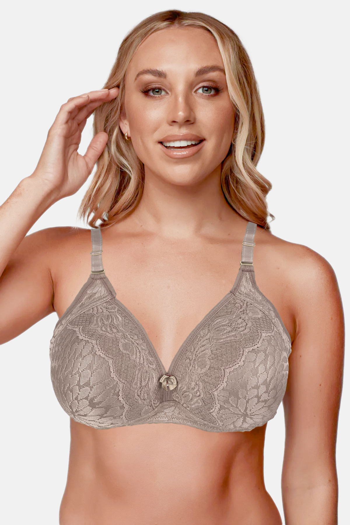 Liza Kadın Telsiz Toparlayıcı Sütyen Dantelli - Açık Vizon - Thumbnail