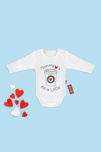 LULLABABY - Lullababy Bebek Body Uzun Kollu Latte Mommy Yazılı - Beyaz
