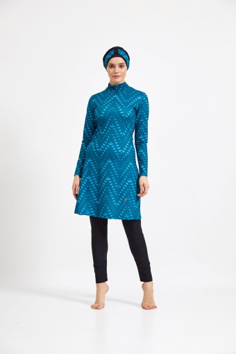 MARESIVA - Maresiva Kadın 2 li Tesettür Mayo Desenli - Siyah