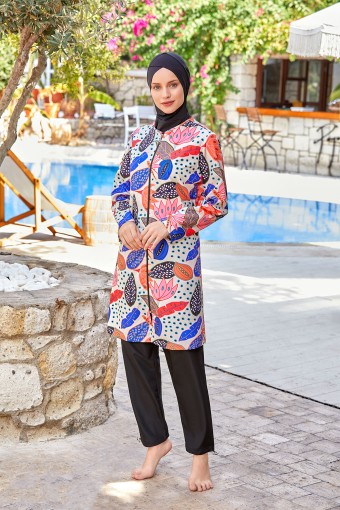 MARESIVA - Maresiva Kadın Brianna Tam Kapalı Tesettür Mayo Ön Fermuarlı Paraşüt Kumaş - Siyah (1)