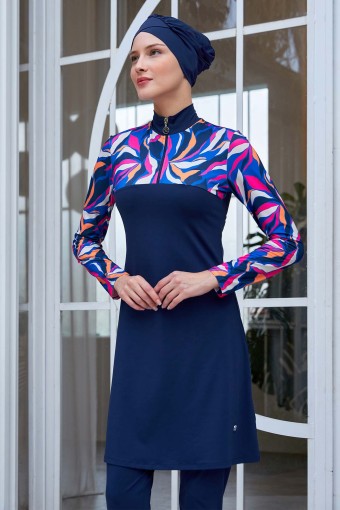 MARESIVA - Maresiva Kadın Zelie Likralı Tam Kapalı Tesettür Mayo - Koyu Lacivert (1)