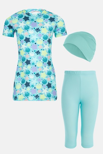 MARESIVA - Maresiva Kız Çocuk Emerson Yarı Kapalı Mayo - Mint