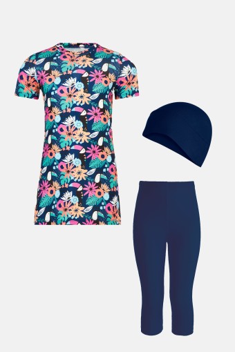 MARESIVA - Maresiva Kız Çocuk Kiara Yarı Kapalı Mayo - Koyu Lacivert