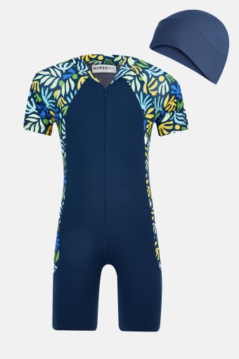 MARESIVA - Maresiva Kız Çocuk Mateo Yarı Kapalı Tesettür Mayo - Açık Lacivert