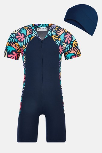 MARESIVA - Maresiva Kız Çocuk Mateo Yarı Kapalı Tesettür Mayo - Koyu Lacivert