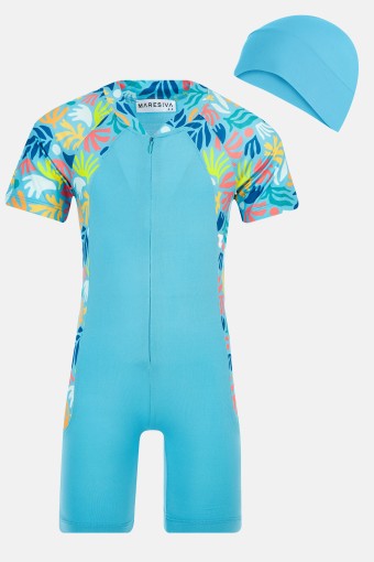 MARESIVA - Maresiva Kız Çocuk Mateo Yarı Kapalı Tesettür Mayo - Turkuaz