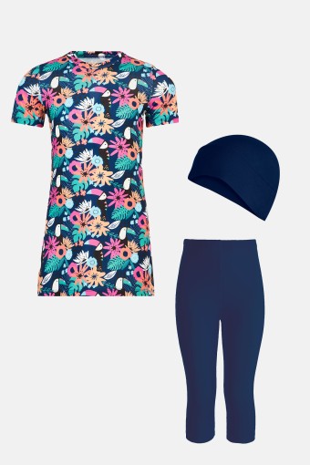 MARESIVA - Maresiva Kız Çocuk Nyla Yarı Kapalı Mayo - Koyu Lacivert