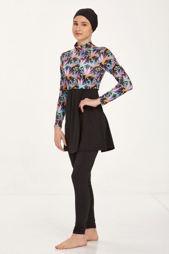 MARESIVA - Maresiva Kız Garson Agusta Tam Kapalı Tesettür Mayo - Siyah