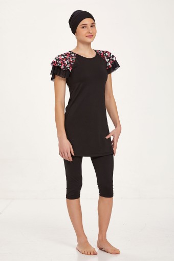 MARESIVA - Maresiva Kız Garson Avril Yarı Kapalı Mayo - Siyah (1)