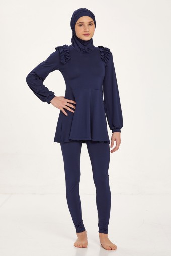 MARESIVA - Maresiva Kız Garson Cornelia Tam Kapalı Tesettür Mayo - Koyu Lacivert