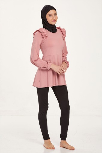 MARESIVA - Maresiva Kız Garson Cornelia Tam Kapalı Tesettür Mayo - Pudra