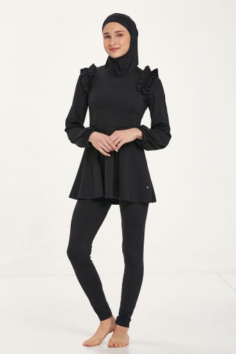 MARESIVA - Maresiva Kız Garson Cornelia Tam Kapalı Tesettür Mayo - Siyah